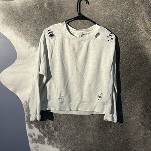 Cropped, Distressed Sweatshirt